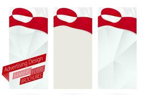Design of banners, flyers, brochures with flag of Greenland. vector