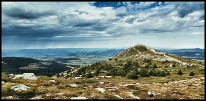 Autumn Mountain Landscape in Haut Forez, Massif Central, France photo