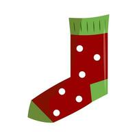 Traditional Christmas sock accessory for gifts. Knitted warm winter socks. Flat vector illustration.