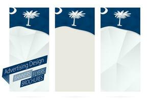 Design of banners, flyers, brochures with South Carolina State Flag. vector