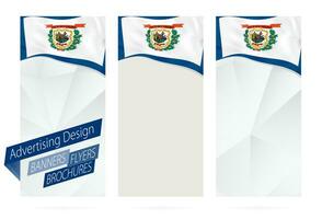 Design of banners, flyers, brochures with West Virginia State Flag. vector