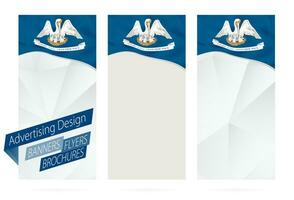 Design of banners, flyers, brochures with Louisiana State Flag. vector