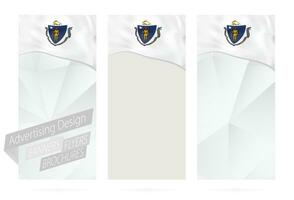 Design of banners, flyers, brochures with Massachusetts State Flag. vector