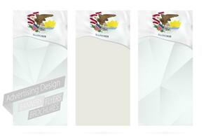 Design of banners, flyers, brochures with Illinois State Flag. vector
