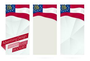 Design of banners, flyers, brochures with Georgia State Flag. vector