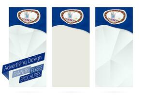 Design of banners, flyers, brochures with Virginia State Flag. vector