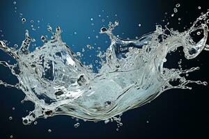 a close up of a blue water splash with a white background - AI Generated photo