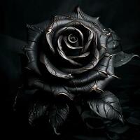 black rose with water drops photo