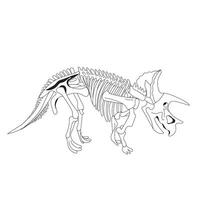 Triceratops dinosaur skeleton in doodle style. Vector illustration.