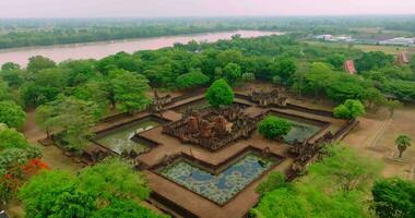 An aerial view of the Prasat Hin Mueang Tam, Thailand video