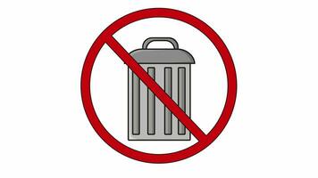 animated video of the prohibited icon and the trash can icon