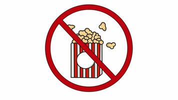 animado prohibido íconos y palomitas de maiz íconos video