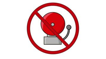 animation of the prohibited icon and the alarm bell icon video