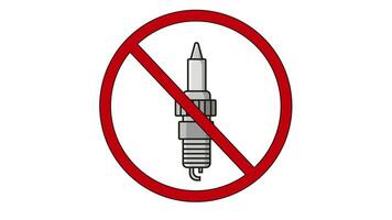 Prohibited icon animation and spark plug icon video