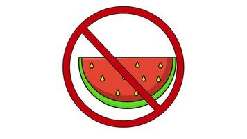 animerad video av förbjuden ikoner och vattenmelon ikoner