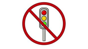 Animation of prohibited icons and traffic light icons video