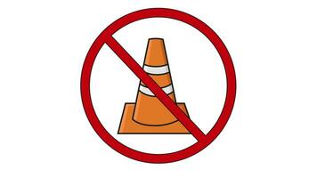 animated prohibited icons and traffic cone icons video