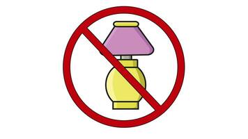 animation of the prohibited icon and the table lamp icon video