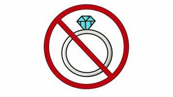 animado vídeo do a Proibido ícone e a diamante anel ícone video