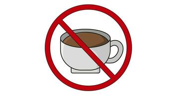animation of the prohibited icon and the icon of a glass of coffee video