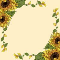 Colored sunflower frame Flower border Vector