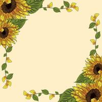 Colored sunflower frame Flower border Vector