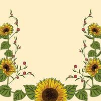 Colored sunflower frame Flower border Vector