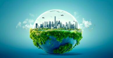 globo, preocupación para el ambiente, ecosistema, energía ahorro concierto - ai generado imagen foto