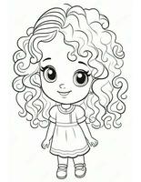 winter and christmas coloring page for kids girl with hat photo