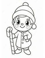 winter and christmas coloring page for kids elf in hat photo