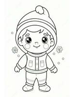 invierno y Navidad colorante página para niños duende en sombrero foto