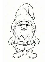 winter and christmas coloring page for kids with elf hat photo