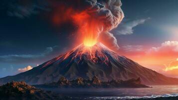 cautivador amplio ángulo ver de un majestuoso montaña volcán, un natural preguntarse foto