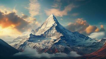 Captivating wide angle view of a magical, beautiful mountain photo