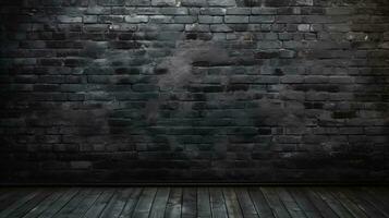 Bold and industrial. Black brick wall background with ample copy space photo