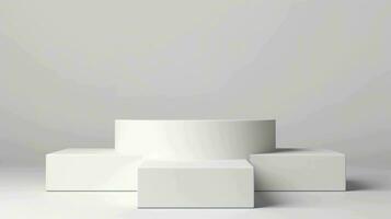 Elegant White Product Presentation Podium in 3D Rendering photo