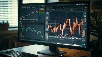 Financial Data Snapshot. A comprehensive view of key reports on the computer screen photo