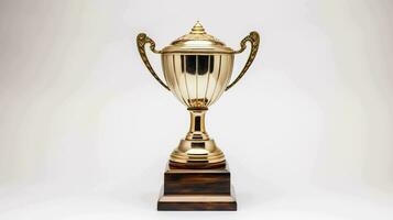 Hyper realistic trophy in white background, perfect for success and achievement concepts photo