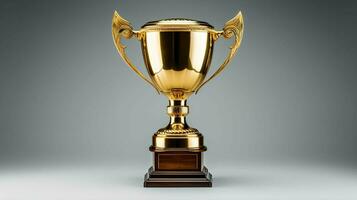 Hyper realistic trophy in white background, perfect for success and achievement concepts photo