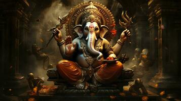 Majestic Lord Ganesha. A Symbol of Divine Power and Wisdom photo