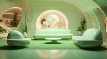 modern medical room with a green sofa AI Generative photo