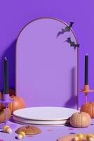 Halloween Vertical Product Display Background. 3D Rendering. photo