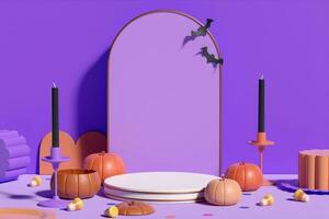 Halloween Product Display Background. 3D Rendering. photo