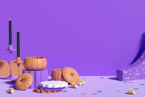 Halloween Product Display Background. 3D Rendering. photo