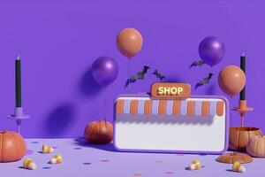 Halloween Product Display Background. 3D Rendering. photo