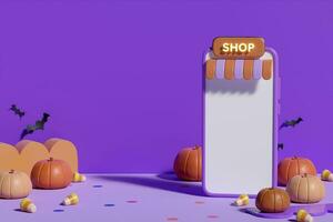 Halloween Product Display Background. 3D Rendering. photo