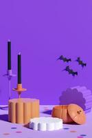 Halloween Vertical Product Display Background. 3D Rendering. photo