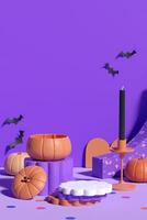 Halloween Vertical Product Display Background. 3D Rendering. photo