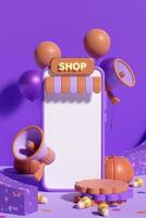 Halloween Vertical Product Display Background. 3D Rendering. photo