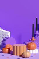 Halloween Vertical Product Display Background. 3D Rendering. photo